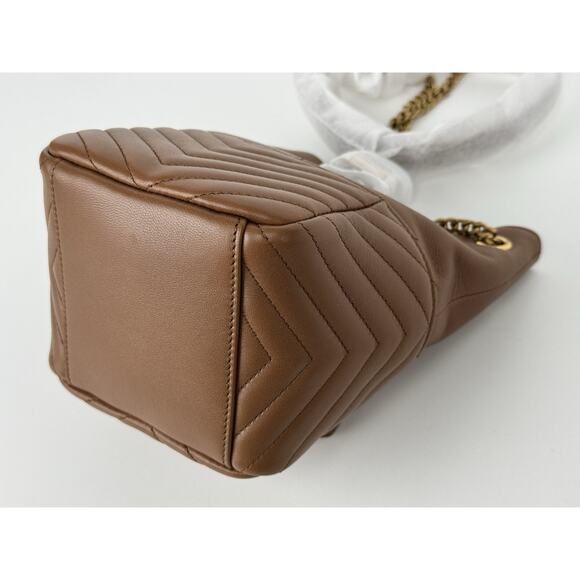 Saint Laurent Joe Nano Bucket Bag Brown Matelassé Leather with Gold Hardware C-6 - Picture 11 of 16